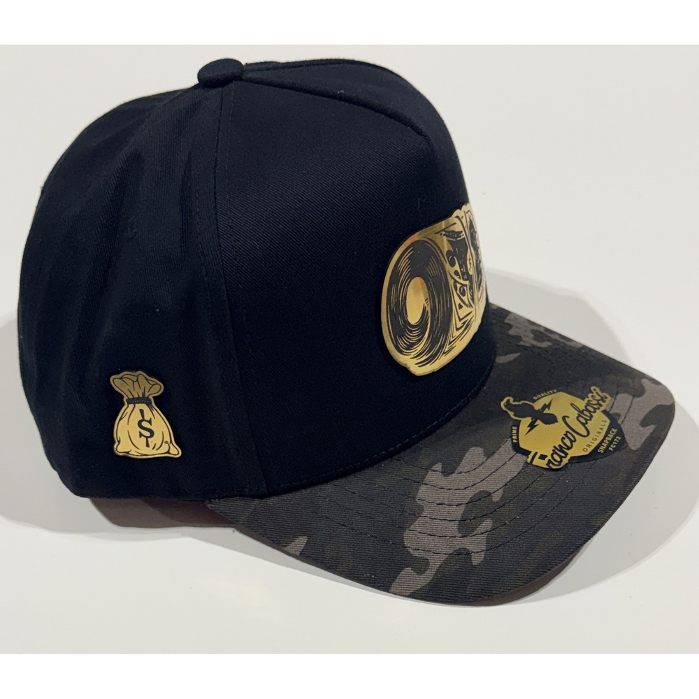 FRANCO CABASSI Snapback Hat - Black Camo Money Roll Patch Adjustable OSFM - NEW